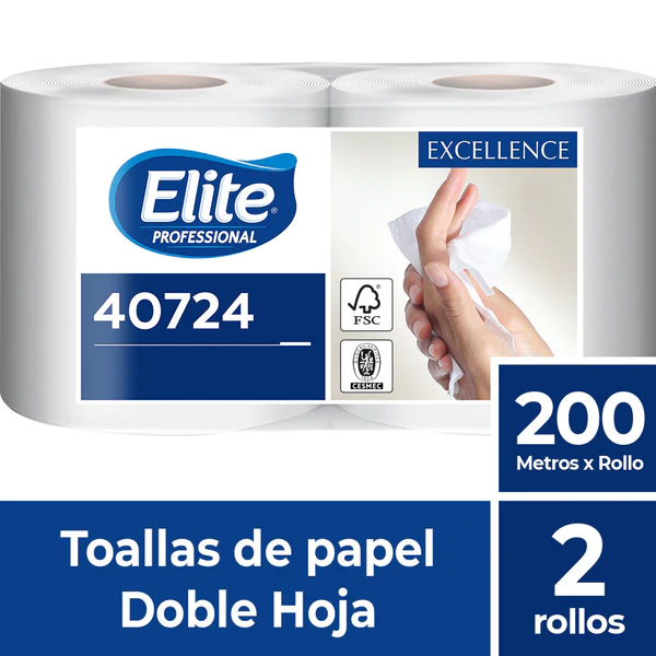 TOALLA, EXCELLENCE, DOBLE, HOJA, PACK, 2 ROLLOS, 200 METROS, ELITE